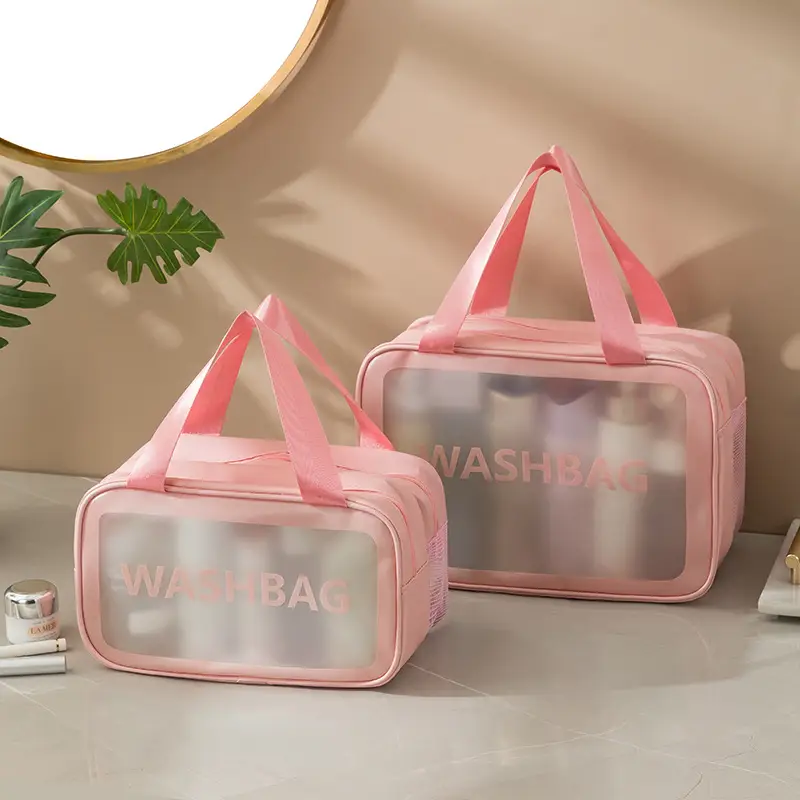 Portable Waterproof Cosmetic Storage Bag Pink 21x31x15cm - Image 11