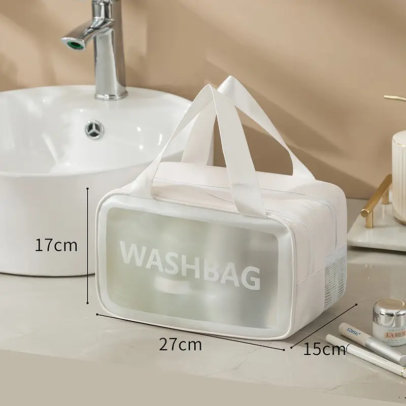 Portable Waterproof Cosmetic Storage Bag Pink 21x31x15cm - Image 2
