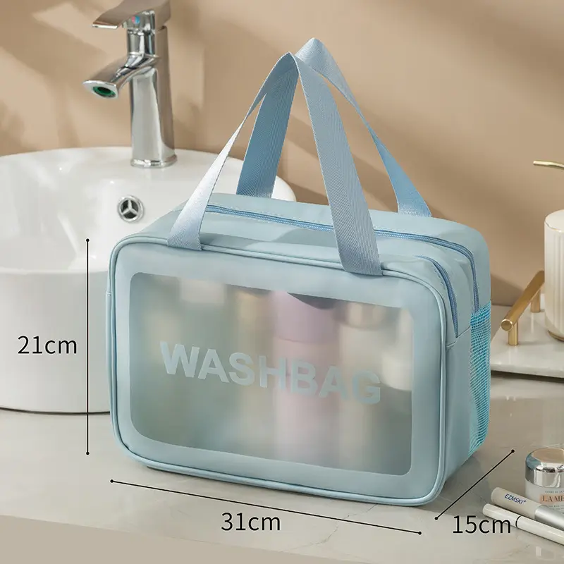 Portable Waterproof Cosmetic Storage Bag Pink 21x31x15cm - Image 5