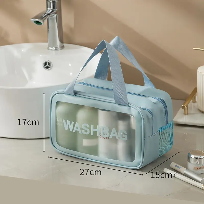 Portable Waterproof Cosmetic Storage Bag Pink 21x31x15cm - Image 6