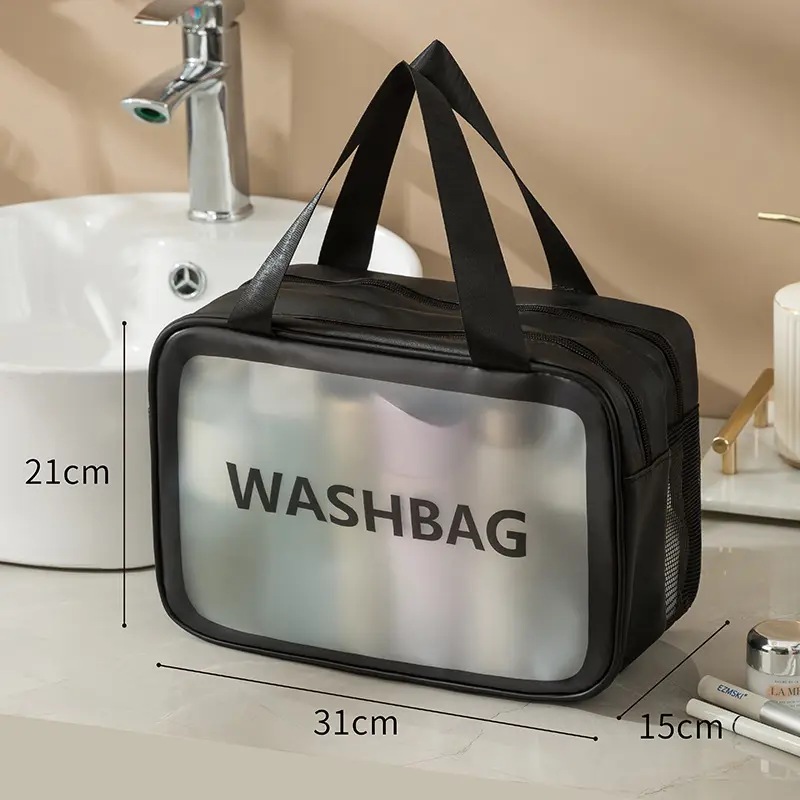 Portable Waterproof Cosmetic Storage Bag Pink 21x31x15cm - Image 7