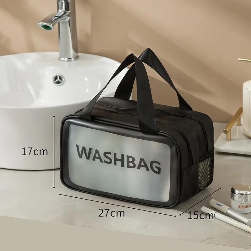 Portable Waterproof Cosmetic Storage Bag Pink 21x31x15cm - Image 8