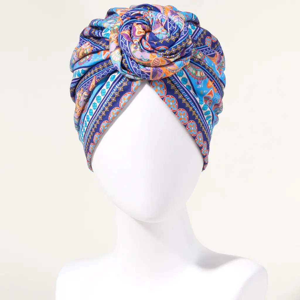 Blue Floral Donut Headband for Girls - Image 3