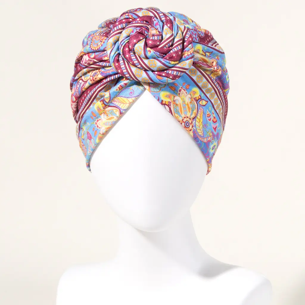 Blue Floral Donut Headband for Girls - Image 5