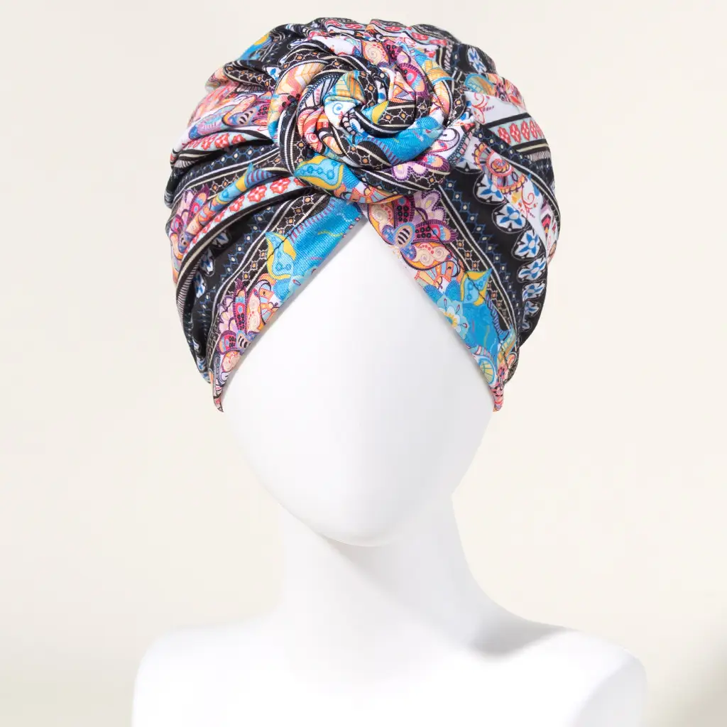 Blue Floral Donut Headband for Girls - Image 6