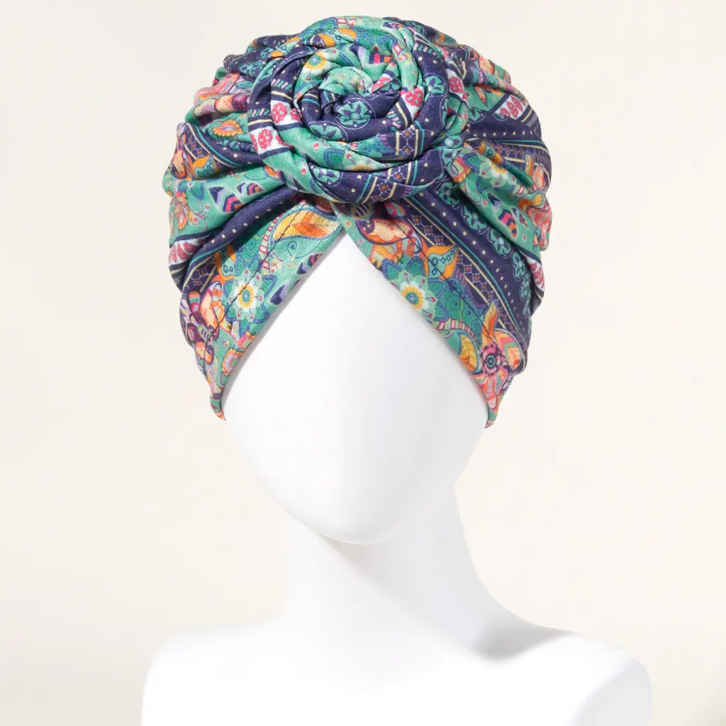 Blue Floral Donut Headband for Girls - Image 7