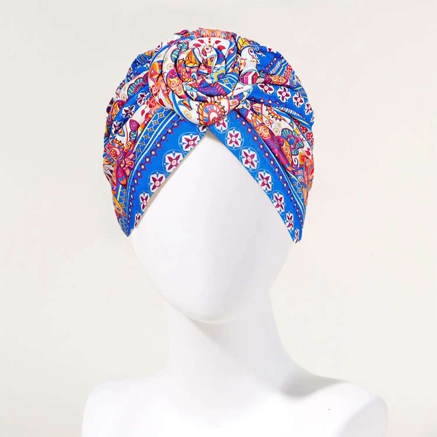 Blue Floral Donut Headband for Girls - Image 9
