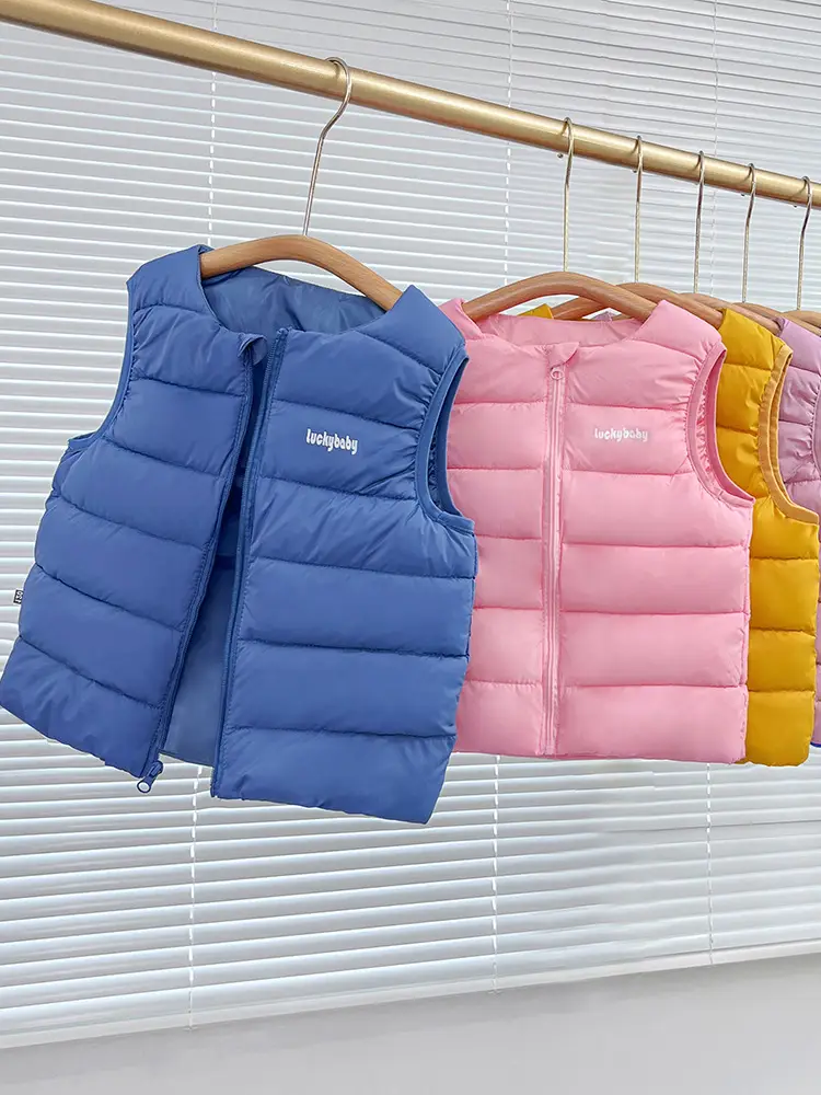 2025 Autumn Kids Down Cotton Vest Blue Pink Yellow - Image 7