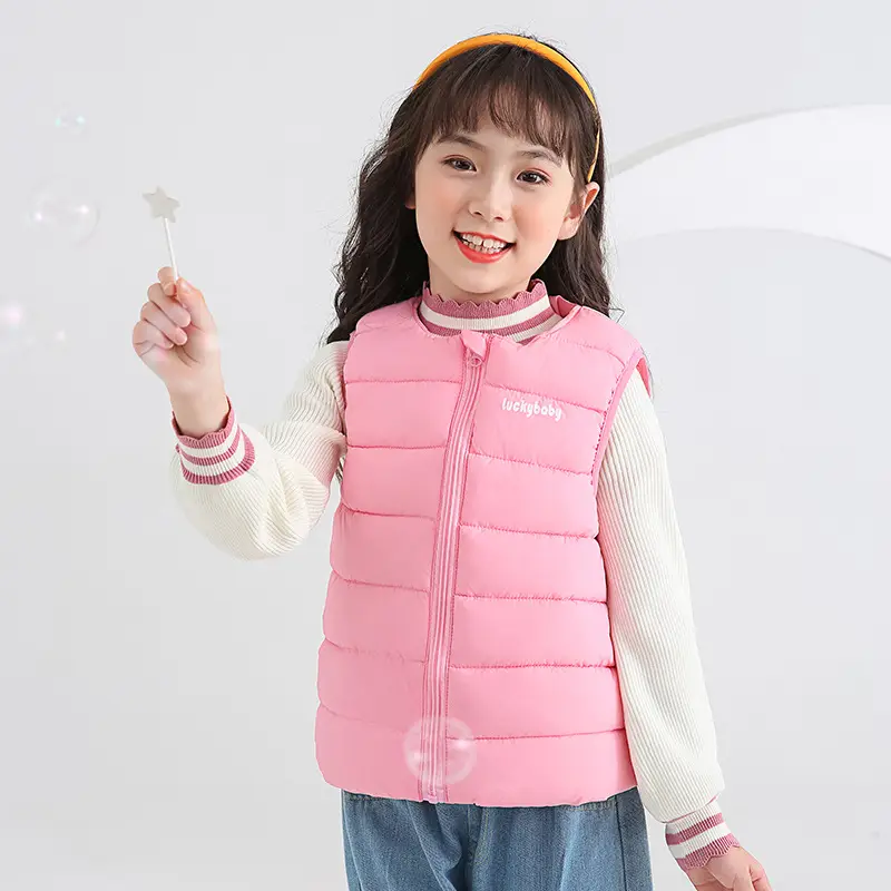 2025 Autumn Kids Down Cotton Vest Blue Pink Yellow - Image 5