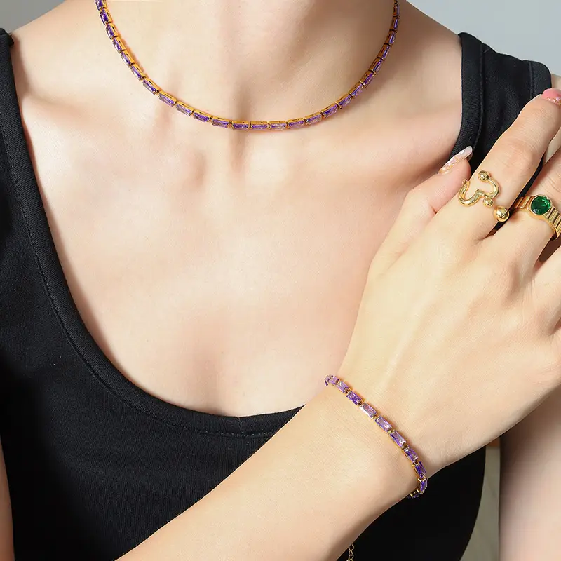 Titanium Chain Necklace Women Light Luxury Geometric Square - Image 6