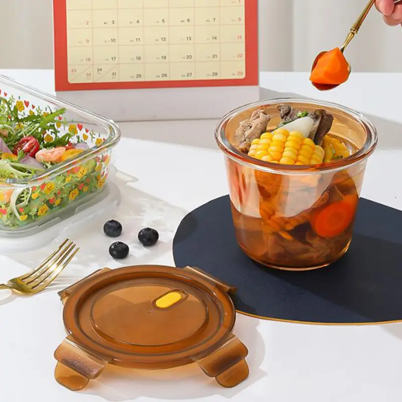 Amber Soup Bowl Microwave Heating Lunch Box - Image 7