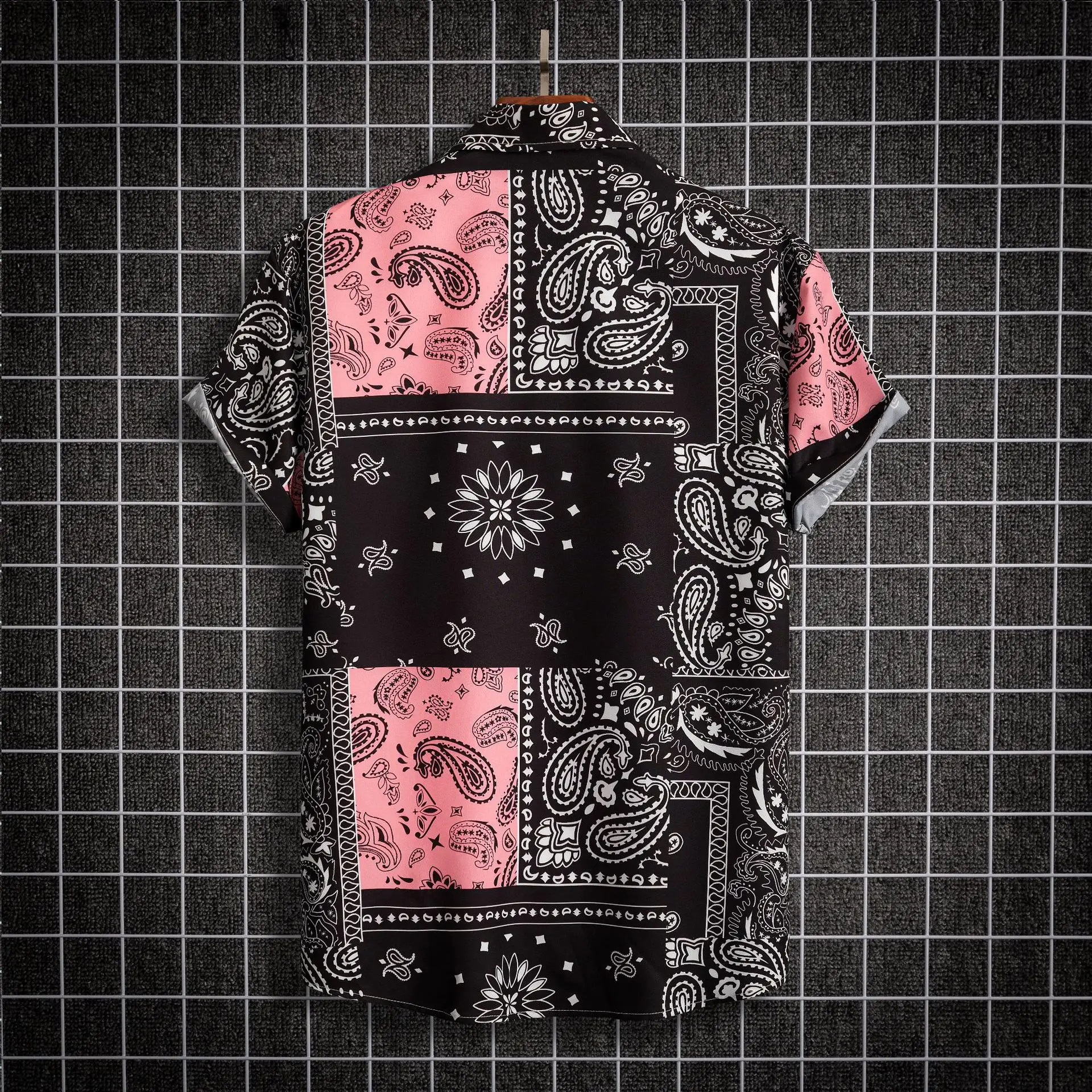 Men's Blue & White Digital Printed Short Sleeve Shirt - Image 5