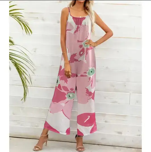 Women Printed Loose Wide Leg Pants Set - Image 9