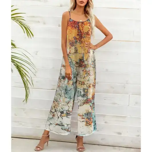 Women Printed Loose Wide Leg Pants Set - Image 10