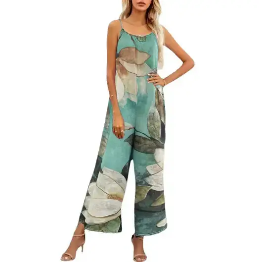 Women Printed Loose Wide Leg Pants Set - Image 11