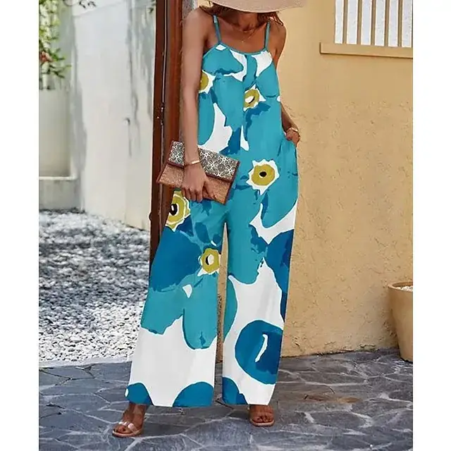 Women Printed Loose Wide Leg Pants Set - Image 2