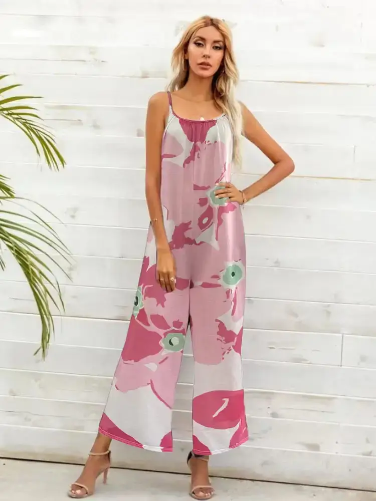 Women Printed Loose Wide Leg Pants Set - Image 4