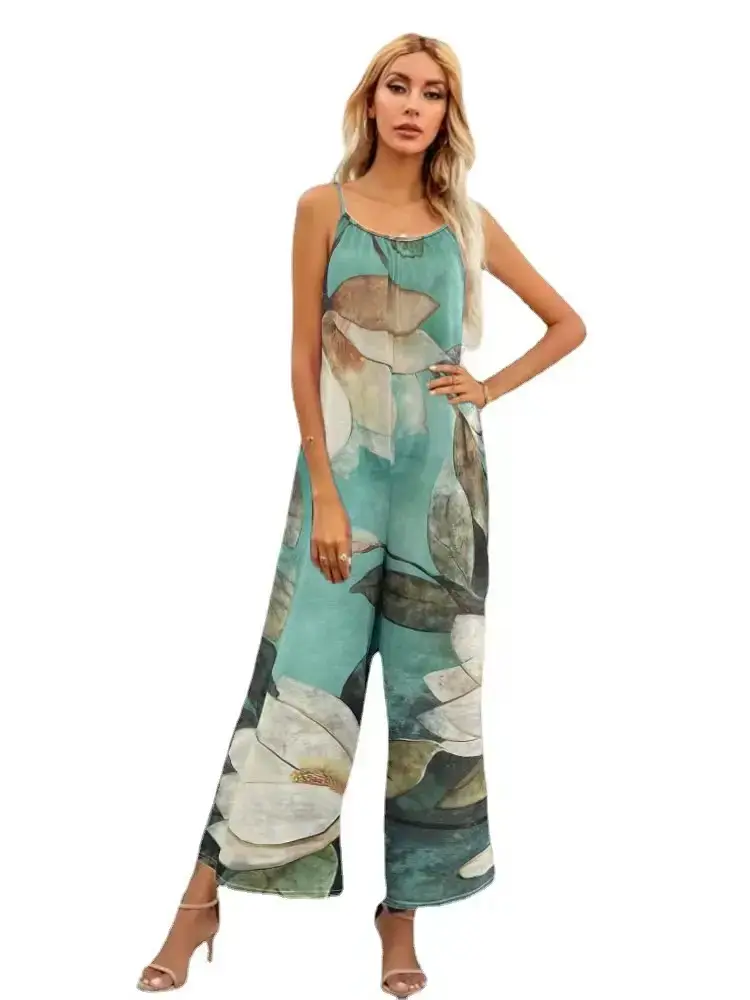Women Printed Loose Wide Leg Pants Set - Image 6