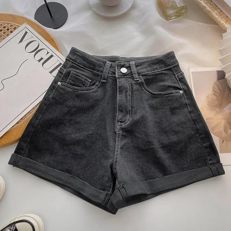 Women Denim Shorts White High Waist Slimming 2022 - Image 2