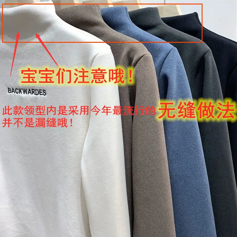 Women Fleece Lined Half Collar Shirt Blue Large — feature 2