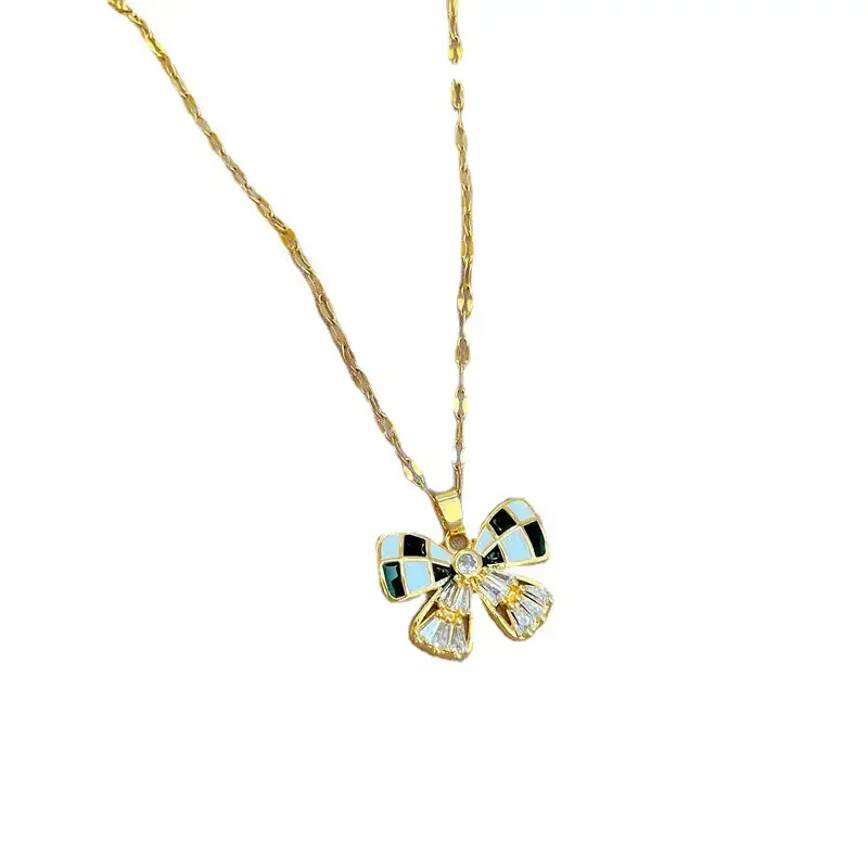 Gold Butterfly Necklace with Zircon Crown for Women - Image 6