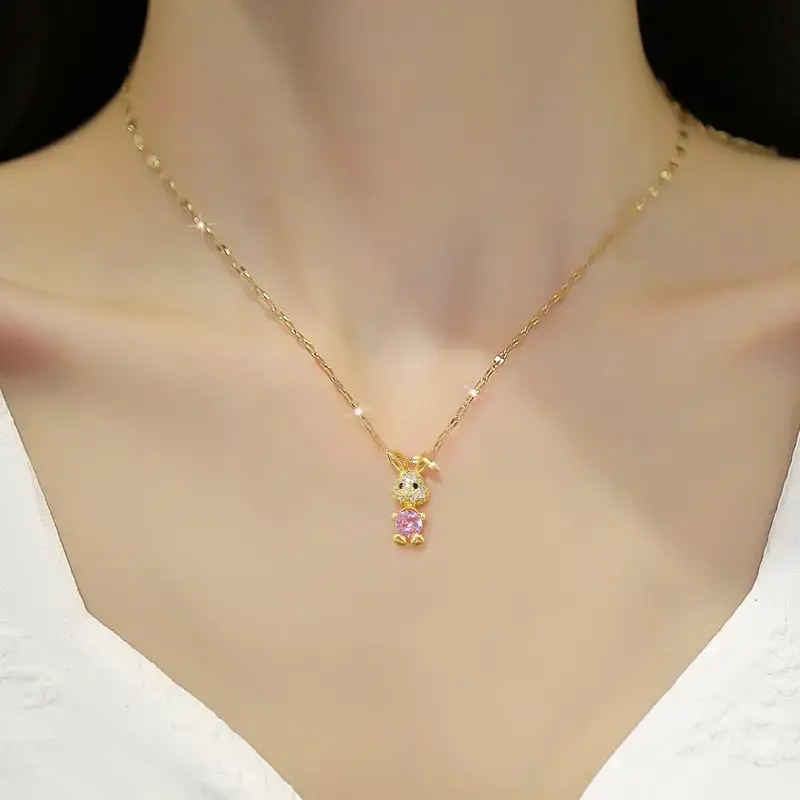 Light Luxury Pink Rabbit Necklace for Women - Image 3