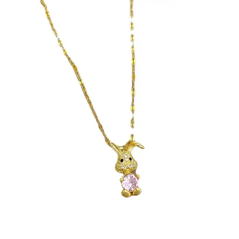 Light Luxury Pink Rabbit Necklace for Women - Image 5