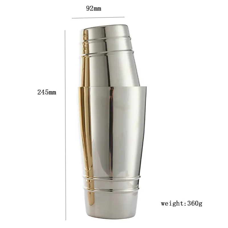 Stainless Steel Boston Hall Cup Bar Shaker Gold