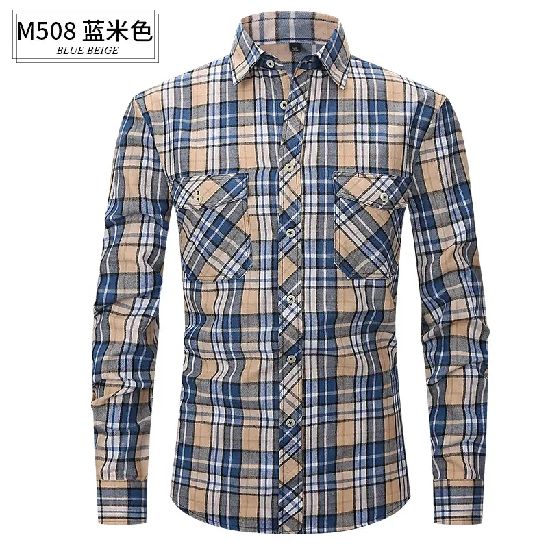 Men Plaid Slim Fit Shirt Red Blue White - Image 7