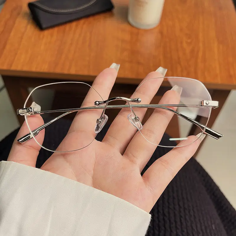 Men Anti-Radiation Flat Glasses Blue Light Rimless - Image 5