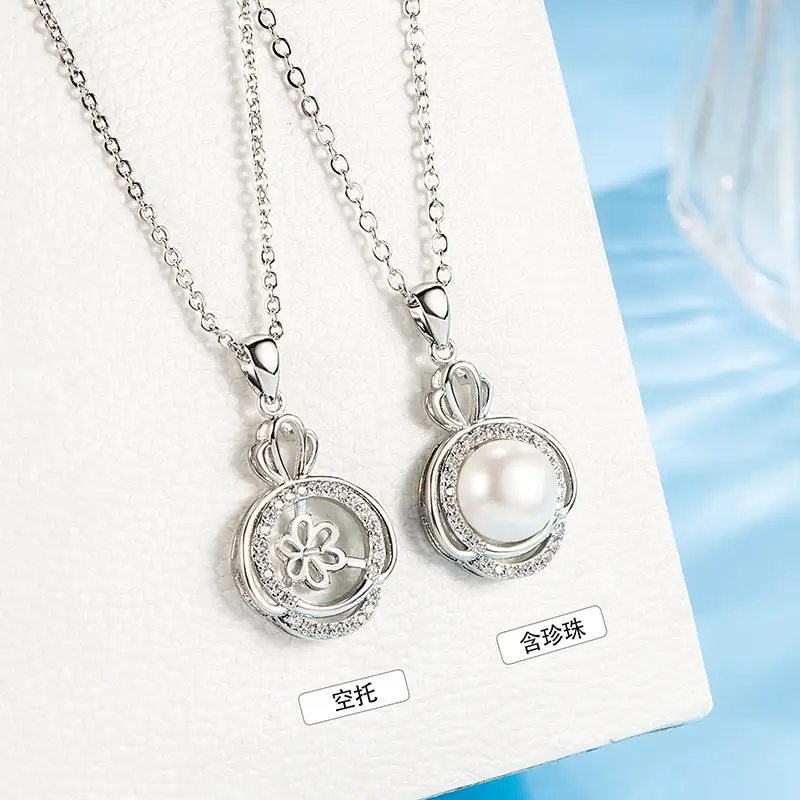 Korean Fashion Pearl Diamond Crown Pendant for Women - Image 2