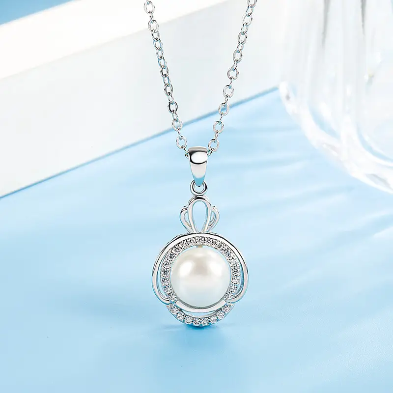 Korean Fashion Pearl Diamond Crown Pendant for Women - Image 4