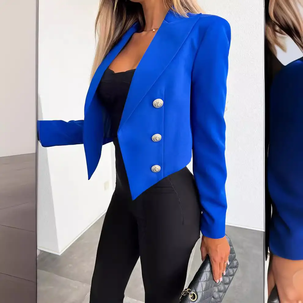 Women's 2025 Long Sleeve Suit Coat Set Pink Black - Image 5