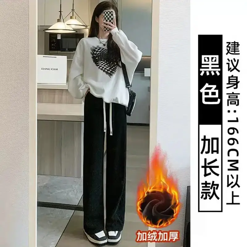 Women Velvet Wide Leg Pants Black High Waist Drapey Casual - Image 10