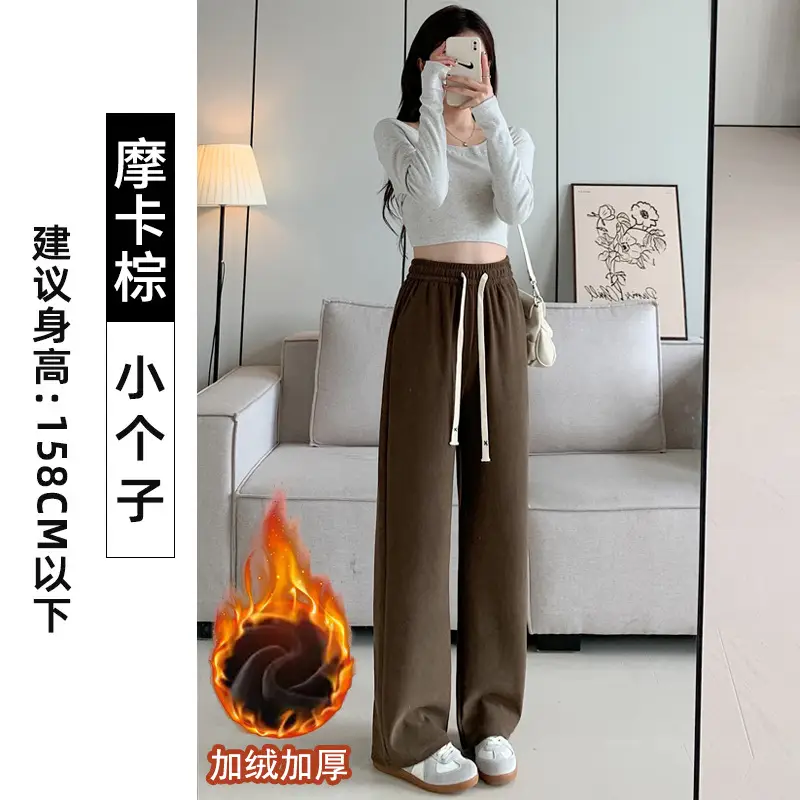 Women Velvet Wide Leg Pants Black High Waist Drapey Casual - Image 4