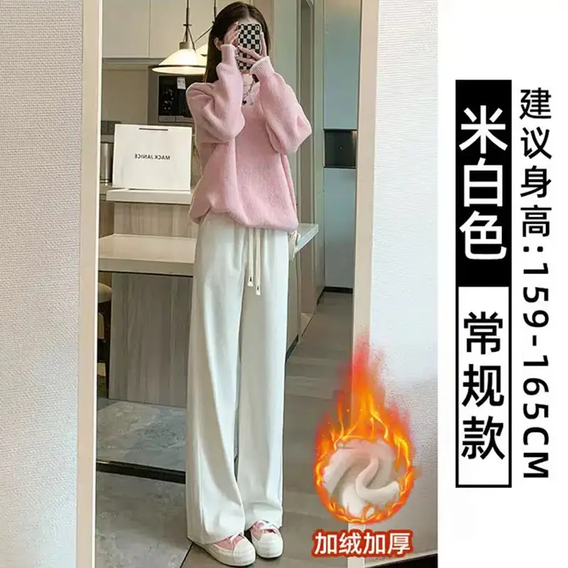 Women Velvet Wide Leg Pants Black High Waist Drapey Casual - Image 5