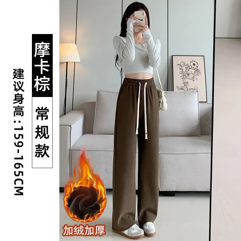 Women Velvet Wide Leg Pants Black High Waist Drapey Casual - Image 8