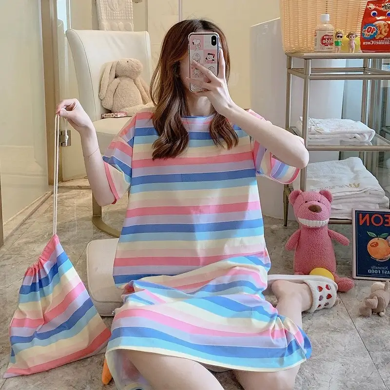 Plus Size Carrot Print Nightdress with Cloth Bag