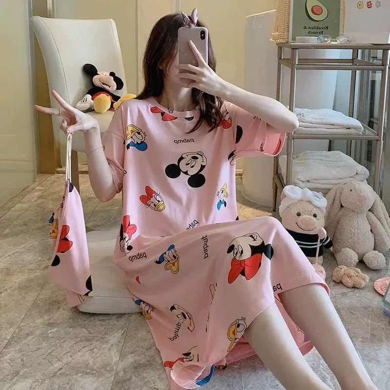Plus Size Carrot Print Nightdress with Cloth Bag