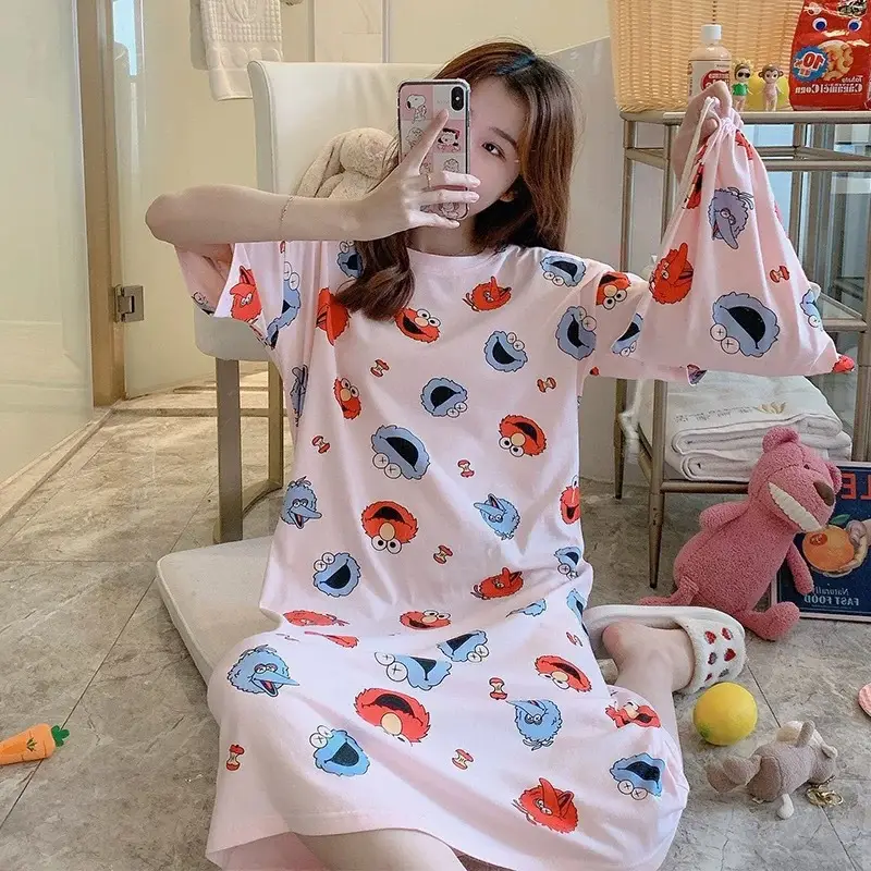 Plus Size Carrot Print Nightdress with Cloth Bag