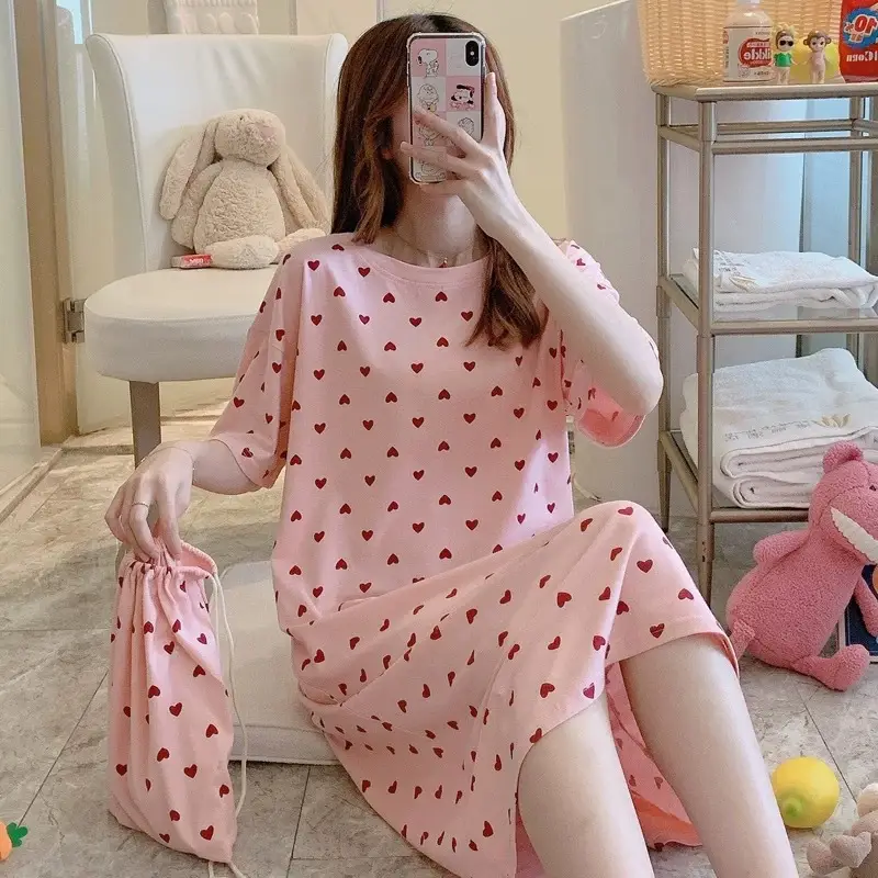 Plus Size Carrot Print Nightdress with Cloth Bag