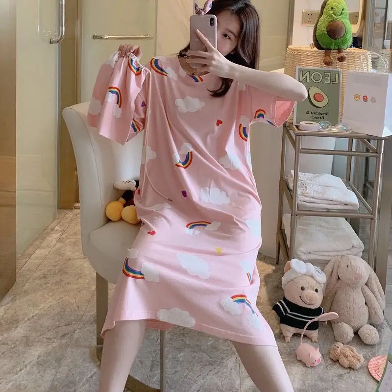 Plus Size Carrot Print Nightdress with Cloth Bag