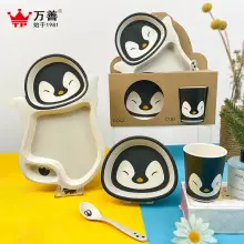 Children's Cartoon Bowl Set 5-Piece Melamine Bamboo Fiber — feature 10