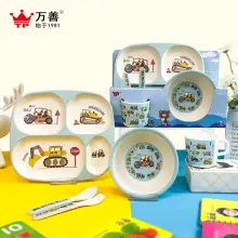 Children's Cartoon Bowl Set 5-Piece Melamine Bamboo Fiber — feature 13
