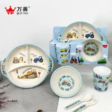 Children's Cartoon Bowl Set 5-Piece Melamine Bamboo Fiber — feature 15