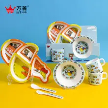 Children's Cartoon Bowl Set 5-Piece Melamine Bamboo Fiber — feature 6