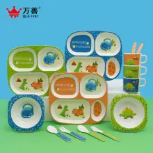 Children's Cartoon Bowl Set 5-Piece Melamine Bamboo Fiber — feature 8