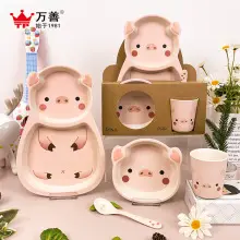 Children's Cartoon Bowl Set 5-Piece Melamine Bamboo Fiber — feature 9