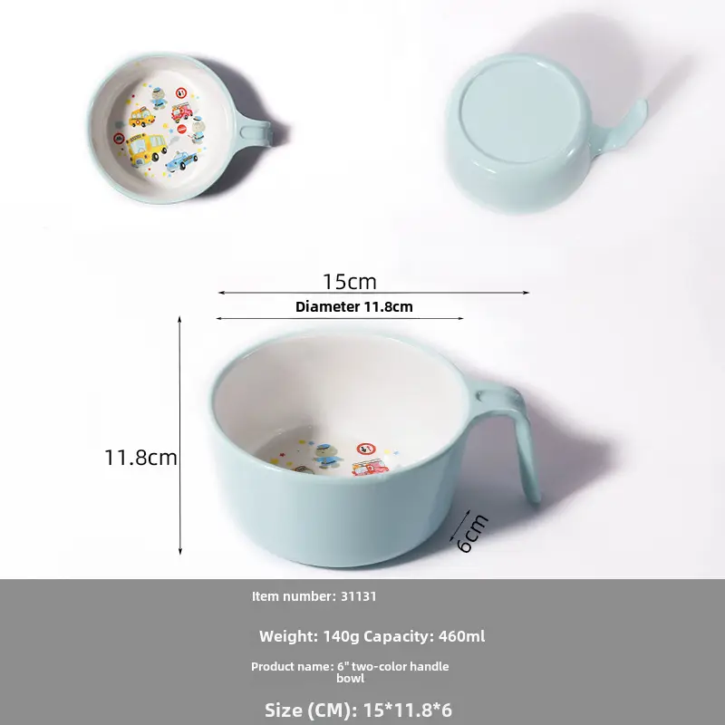 Children's Cartoon Bowl Set 5-Piece Melamine Bamboo Fiber