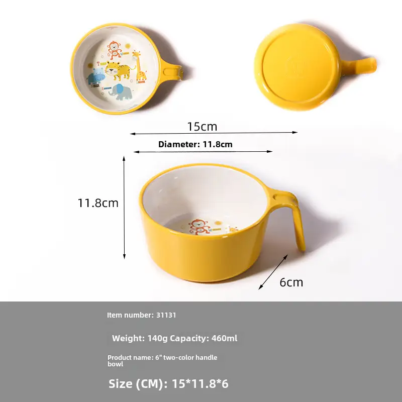 Children's Cartoon Bowl Set 5-Piece Melamine Bamboo Fiber